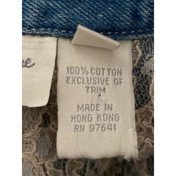 VTG JJill Out of the Blue Denim Jacket Button Down Front Waist Pockets Ruffle S - Picture 16 of 16